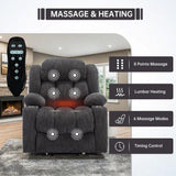 2024 Power Lift Recliner Chair with Full-Body Massage and Heat for Elderly, Hand Remote Control, Upgraded Powerful Motor, Extended Footrest, USB Ports, Stainless Steel Cup Holders, Chenille Grey Trustyue