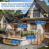 Zylorix 16ft-20ft Complete Set Cable Railing System, 42" Black T304 Stainless Steel Cable Railing Posts Kit with Adjustable Handrail Cable Rail, One-Stop Super Easy DIY for Outdoor Level Decks Zylorix