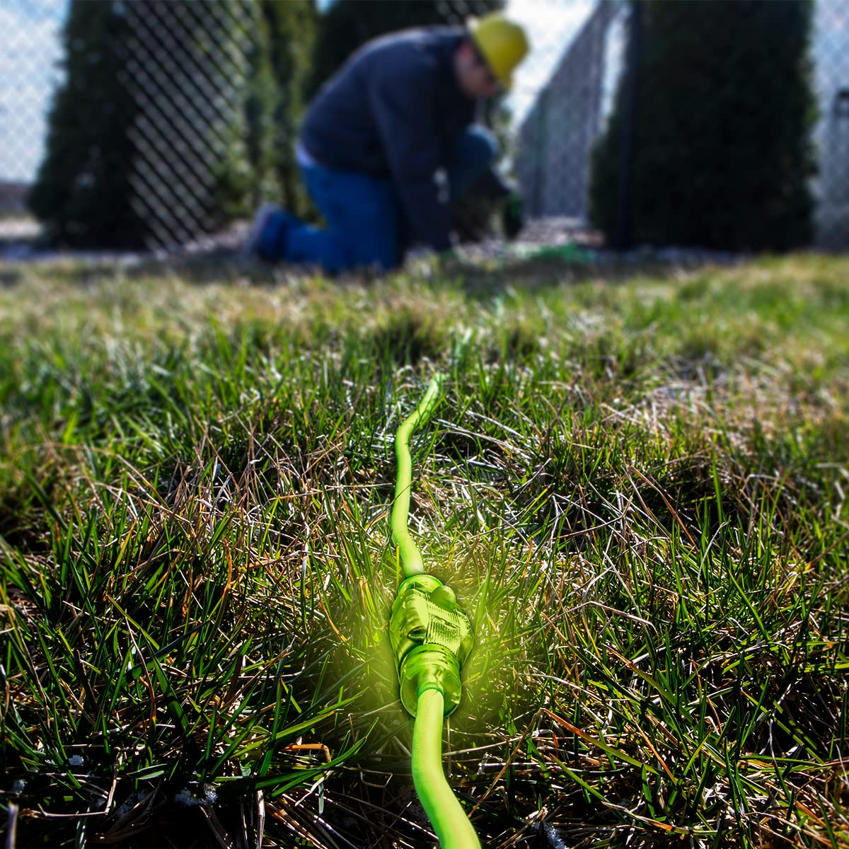 Flexzilla Pro Extension Cord, 12/3 AWG SJTW, 100 ft., Lighted Plug, Indoor/Outdoor, ZillaGreen - FZ512835 Flexzilla