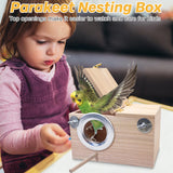 PINVNBY Parakeet Nesting Box Bird House for Cage Wood Mating Box Bird Breeding Box for Lovebirds, Cockatoo, Budgie, Finch, Canary Small and Medium Sized Birds (L:9.8 * 5.3 * 5.3 inch) PINVNBY