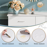 WLIVE Wood Dresser for Bedroom, Wide Chest of Drawers with 6 Drawers, Large White Storage Tower Unit, Modern Minimalist Closet Store Organizer for Living Room, Hallway WLIVE