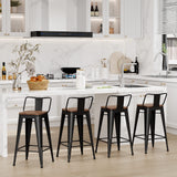 Changjie Furniture 24 Inch Bar Stools Set of 4 Industrial Metal Barstools Counter Height Bar Stool with Backs for Home Kitchen (24 inch, Black) Changjie Furniture