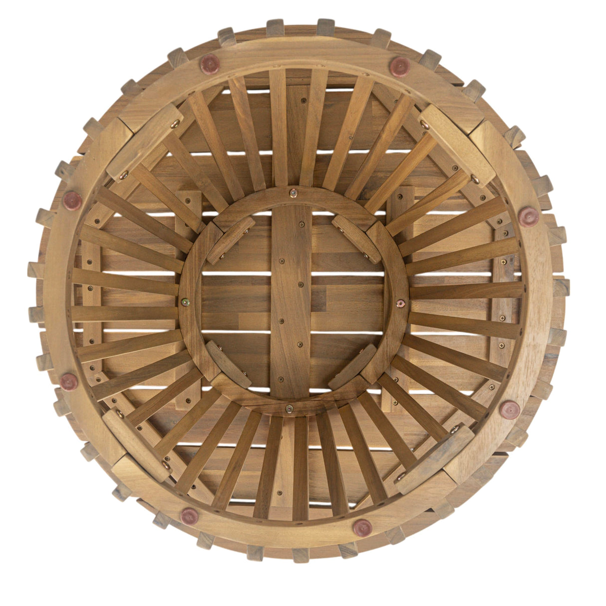 Merax Patio Outdoor Acacia Wood Round Coffee Table for Backyard, Lawn, Balcony Light Teak Merax