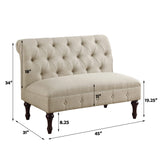 Rosevera Larkin Upholstered Tufted Fine Polyester Chair Loveseat Sofa Bench with Armless Design Easy Assembly for Living Room Bedroom, Beige Rosevera
