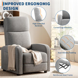 GarveeHome Linen Fabric Manual Recliner Chair, with Side Pocket, High Backrest, Thick Cushion, Adjustable Push Back Recliner,Lazy Lounge Chair for Living Room, Home Theater, Bedroom, Gray GarveeHome