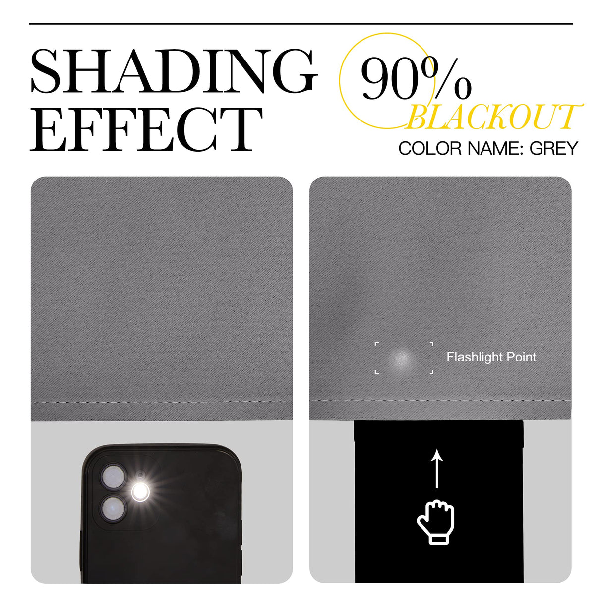 NICETOWN Grey Blackout Curtains 108 inches Long for Bedroom - Grommet Triple Weave Energy Saving Thermal Insulated Solid Drapes Sound Reducing Window Treatments for Living Room, W52 x L108, 2 Panels NICETOWN