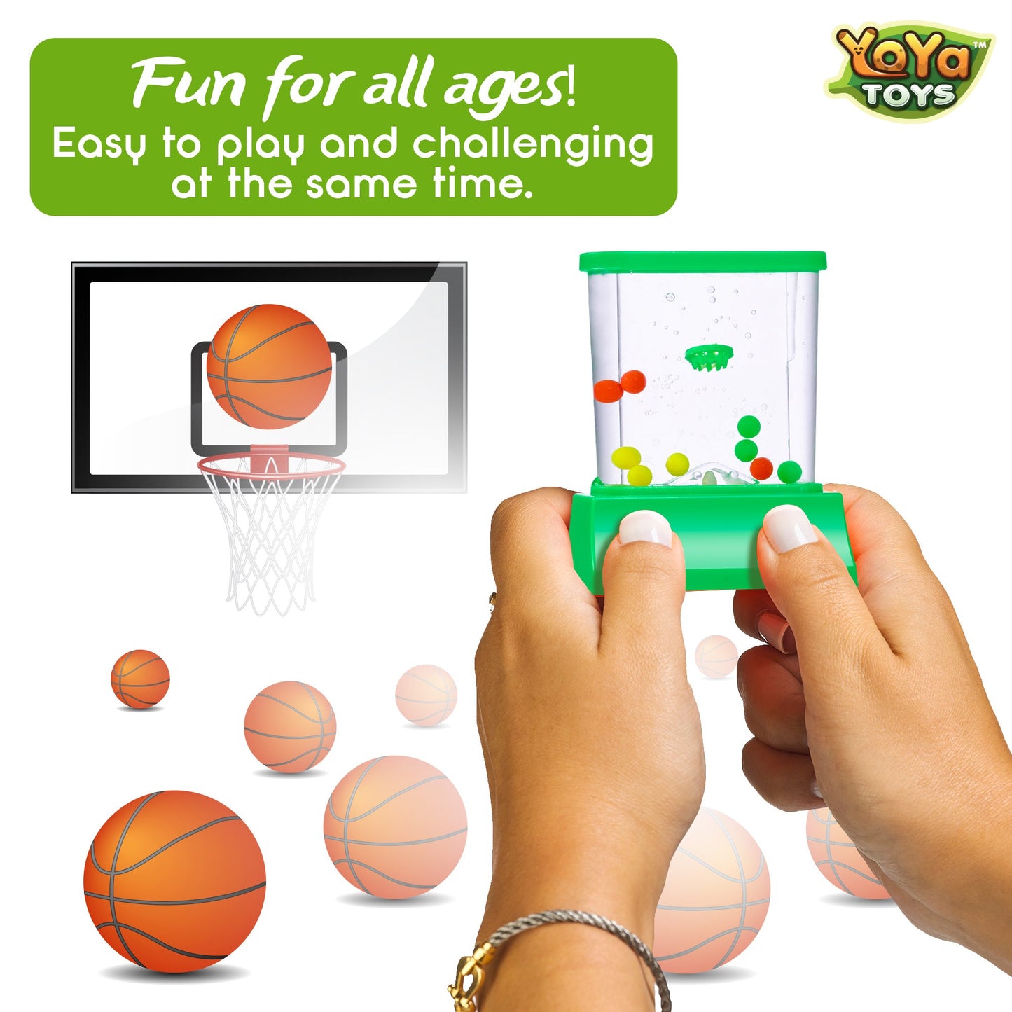 YoYa Toys Handheld Games - Miniature Aqua Arcade Set with Fish Ring Toss & Basketball, Handheld Toys for Kids & Adults, Retro Pastime Games, Water Ring Toss in Gift Box