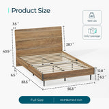 LINSY Wood Full Size Bed Frame with Ergonomic Headboard, Farmhouse Beds Frame Full with Storage Shelf, 45-Min Fast Assembly Wood Bed Full, Noise-Free, No Box Spring Needed - Brown LINSY