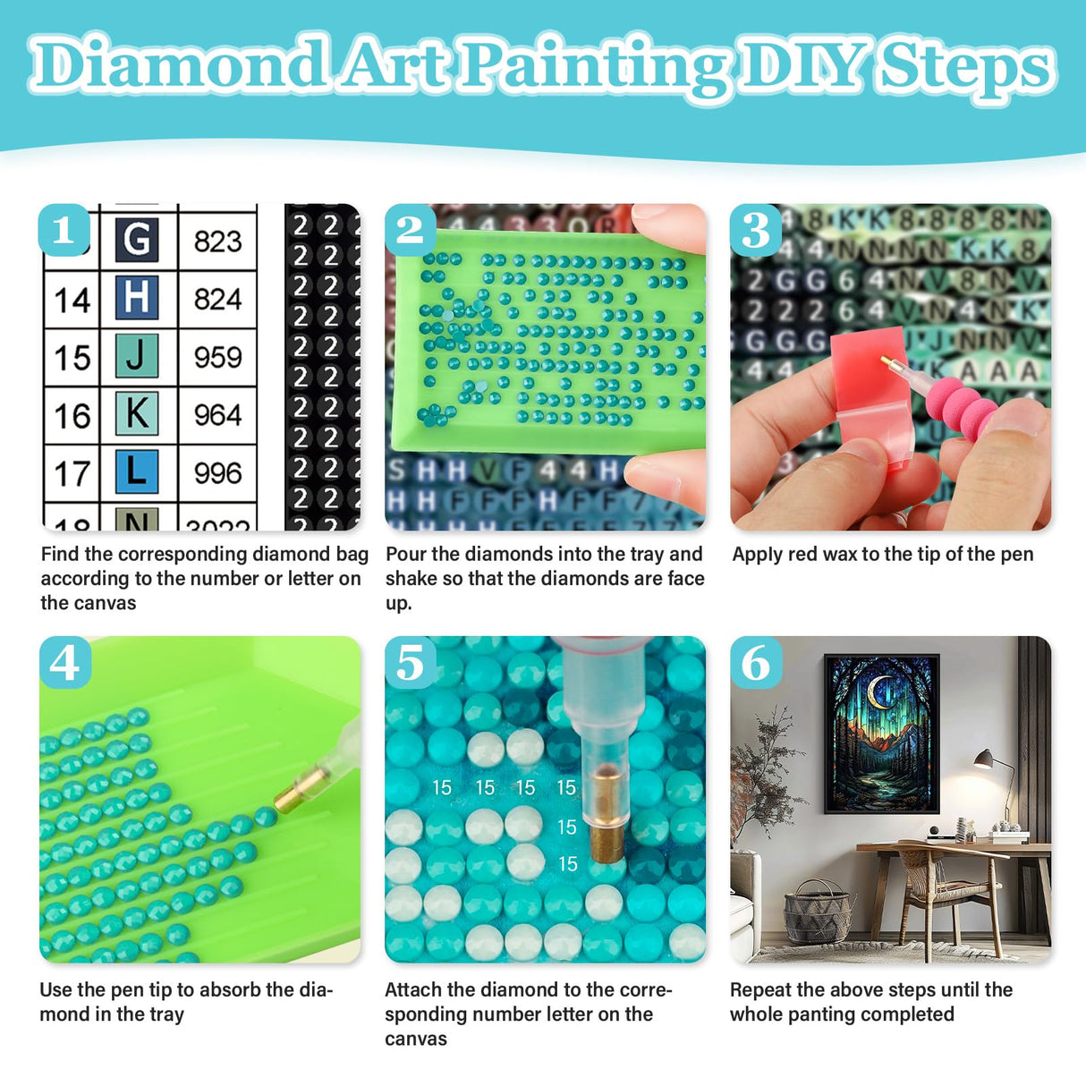 MAXBYE Diamond Paintings of Enchanted Forest, Diamond Art Kits for Adults, 5D Moonlight Forest Diamond Art Kits, Diamond Paintings for Home Décor Items, Extra 30% Diamonds, 12x16in MAXBYE