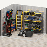 DWVO 8x6ft Large Tool Storage Shed with Window, Lockable Doors, and Sloped Roof, Oversized Steel Outdoor Storage Shed for Garden, Patio, Garage, Backyard, Lawn(Gray + White) DWVO