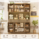 HOSTACK 71" Tall Kitchen Pantry Storage Cabinet with Charging Station, 55" Wide Kitchen Hutch Cabinet with Large Countertop, Farmhouse Food Pantry with Drawers for Living Room (Rustic Brown) HOSTACK