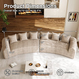 157" Oversized Curved Cloud Couch Sectional Sofa, Luxury Chenille Sofa with Extra Deep & Wide Seat, Modern Curved Couch for Living Room with 6 Throw Pillows, No Assembly Needed Brown OUYESSIR