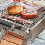 Grills House Stainless Steel Portable Grill with Two Handles and Travel Locks, Tabletop Propane Gas Grill with Folding Legs, 10000 BTU, for Picnic Cookout, GT2001, Silver Grills House