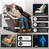 Real Relax 2025 Full Body Massage Chair, Zero Gravity Shiatsu Massage Chair Recliner, Waist and Calf Heating, Foot Massage, Bluetooth, Large Control Screen (Brown and Gold) Real Relax