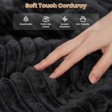 ovios 130.7" Modular Sectional Sofa Couch, U-Shaped Minimalist Couches with Sofa Bed Chaise, Modern Deep Seat Cloud Plush Corduroy Sofas Set for Living Room, 7 Seat, Black ovios