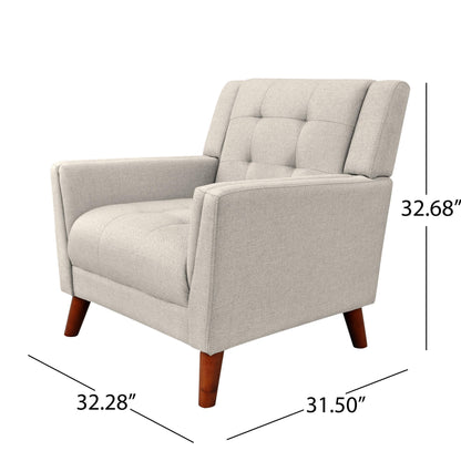 Christopher Knight Home Evelyn Mid Century Modern Fabric Arm Chair, Beige & Walnut - WoodArtSupply