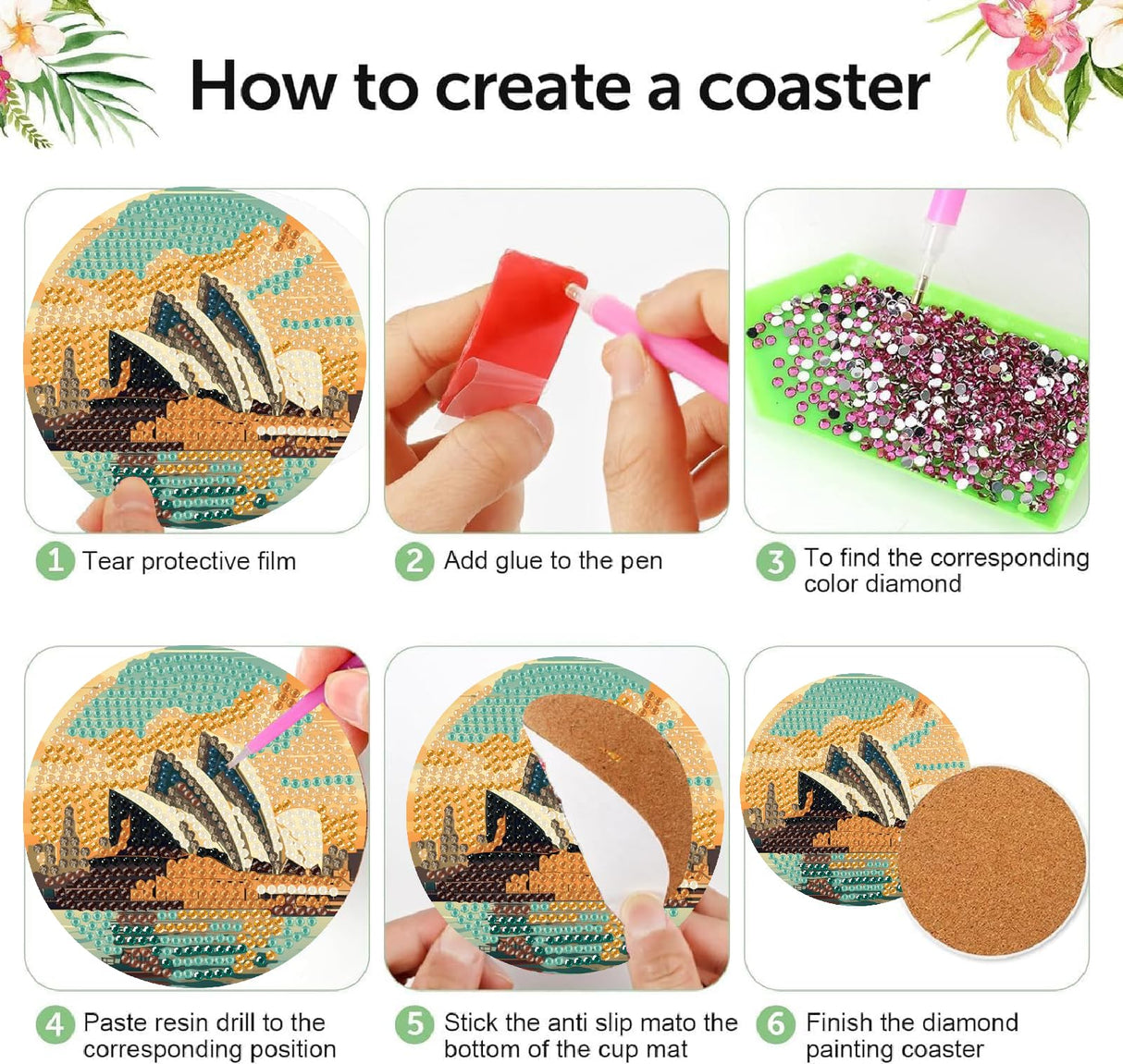 8 Pcs Famous buildings Diamond Art Painting Coasters Kits,Landscape Coaster with Holder for Adults, Non-Slip DIY Dot Paint Craft Kits,5D Full Drill DIY Diamond Dot Gem Art Kit Home Decor Arts Craft NEGEKFKX