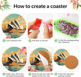 8 Pcs Famous buildings Diamond Art Painting Coasters Kits,Landscape Coaster with Holder for Adults, Non-Slip DIY Dot Paint Craft Kits,5D Full Drill DIY Diamond Dot Gem Art Kit Home Decor Arts Craft NEGEKFKX