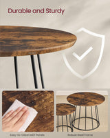 VASAGLE Round Coffee Tables, Set of 2, Modern Circle Side Tables with Steel Frame, for Living Room, Bedroom, Rustic Brown ULCT045K01 VASAGLE