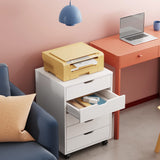 DEVAISE 5-Drawer Chest, Wood Storage file Cabinet with Wheels, White DEVAISE