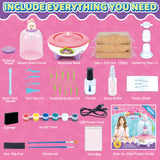 Pottery Wheel for Kids for Beginners, Mini Pottery Wheel,18 Miniature Clay Projects with 3 Pack Air Dry Clay, Arts and Crafts for Kids Ages 8-12 HEJIN