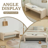 WUTUTUEE 58.7" Linen End of Bed Bench Upholstered Modern Bedroom Bench for Living Room & Entryway, Easy Assembly, Footrest Ottoman Accent Window Bench with Solid Wood Frame & Curved Arm, Tan WUTUTUEE