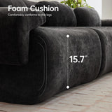 MAXMXX 117”L Shaped Modern Sofa Modular Sectional Cloud Couch with Ottoman,Oversized Boneless Sofa,3+1 Seater Chenille Deep-Seat Sofa with 3 Pillows,Suitable for Living Room or Bedroom (Black) MAXMXX