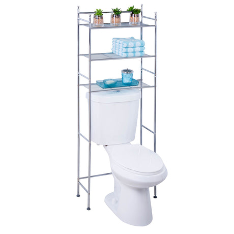 Honey-Can-Do BTH-05079 3-Tier Metal Bathroom Shelf Space Saver, 9.45 x 22.83 x 59.84, Chrome Honey-Can-Do