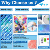 Upigi Diamond Painting Kits for Adults,Animal Elephant DIY 5D Diamond Painting Kits for Beginners,Round Full Drill Gem Art Crafts Kit for Home Wall Decor 12 x 16 Inch Upigi