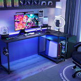 GTRACING L Shaped Gaming Desk, Carbon Fiber Style Computer Desk Compatible with Monitor Arm Storage Shelves Corner Desk Gaming Table for Home Office Desks Easy to Assemble Adjustable Shelf Height GTRACING
