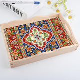 DOTSOPS 5D Diamond Art Kits for Adults Wooden Serving Tray with Handle Special Diamond Painting Plate Big Gem Dots Paint by Numbers Crafts Kits for Living Room Mandala 7.8x11.8 Inches DOTSOPS