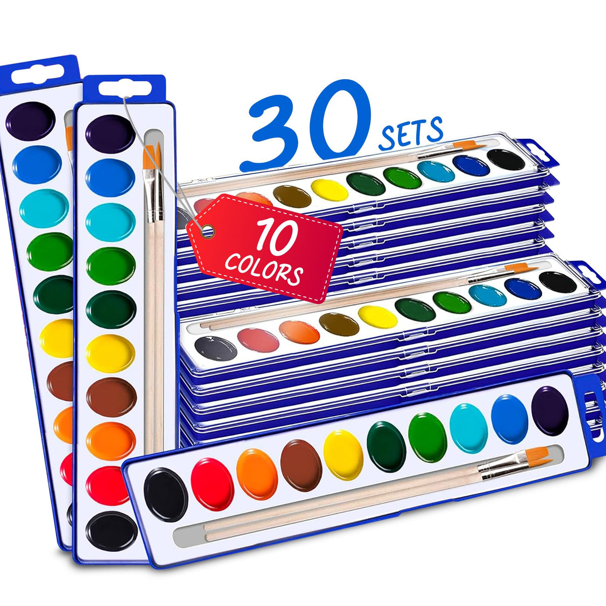 10-Color Water Color Paint Sets for Kids 30 Pack Bulk Watercolor Paint ...
