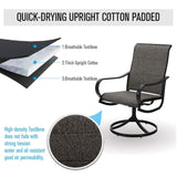 MFSTUDIO 7 Pieces Patio Dining Sets,Outdoor Furniture Set Including 1x 64 Rectangle Wood-like Table Table and 6 Padded Sling Swivel Chairs Metal Dining Set for Backyard,Garden,Deck MFSTUDIO