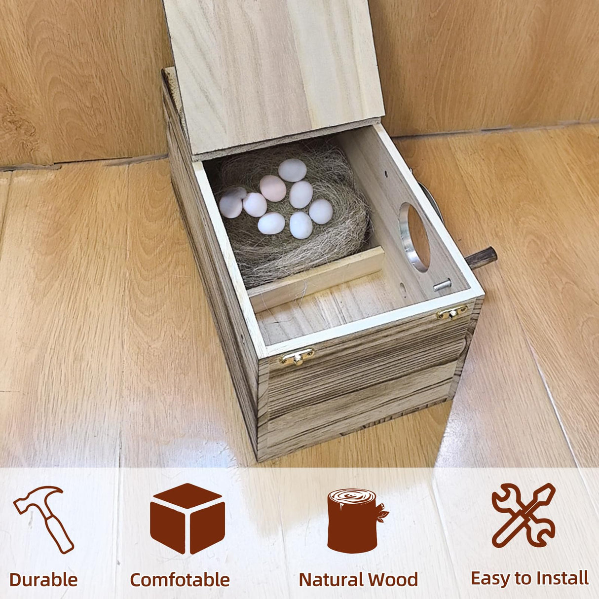 Tfwadmx Cockatiel Nesting Box Bird Nest Box Wood Bird House for Cage Parrot Breeding Boxes for Conures and Other Medium Sized Birds 13.4" x 7.5" x 6.7" Tfwadmx