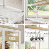 IRONCK Kitchen Island with Stools, Dining Table Set with Storage and Power Outlet, Industrial Coffee Bar Table for Kitchen Dining Living Room, 10 Hooks (Natural Wood) IRONCK