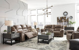 Signature Design by Ashley Stoneland Faux Leather Manual Pull Tab Reclining Sofa, Light Brown Signature Design by Ashley