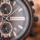 BOBO BIRD Wood Watch Handmade Luminous Wooden Wrist Watch Lightweight Quartz Movement Date Wristwatch for Men (Black) BOBO BIRD