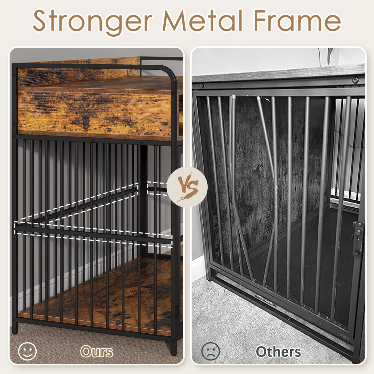 Saudism Large Dog Crate Furniture, Dog Kennel Indoor, Wood Dog Cage Table with Drawers Storage, Heavy Duty Dog Crate, Jaula para Perros, Sturdy Metal, 40.5" L×23.6" W×35.4" H Saudism