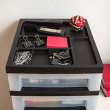 IRIS USA Plastic Drawer Storage Organizer Rolling Cart with Wheels Casters 10-Drawers for Classroom Art Craft Supplies Dresser Closet Bathroom Dorm Bedroom Laundry Room Black/Clear IRIS