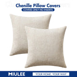 MIULEE Pack of 2 Christmas Couch Throw Pillow Covers 18x18 Inch Neutral Beige Modern Boho Accent Decorative Pillow Covers Soft Chenille Farmhouse Cushion Covers for Home Decor Bed Sofa Living Room MIULEE