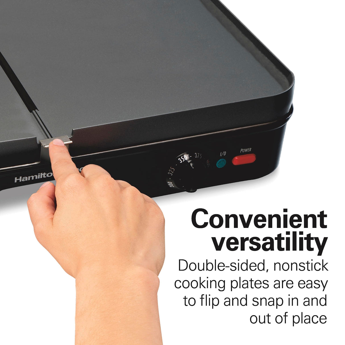 Hamilton Beach 3-in-1 Electric Indoor Grill + Griddle, 8-Serving, Reversible Nonstick Plates, 2 Cooking Zones with Adjustable Temperature (38546), Black Hamilton Beach