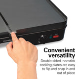 Hamilton Beach 3-in-1 Electric Indoor Grill + Griddle, 8-Serving, Reversible Nonstick Plates, 2 Cooking Zones with Adjustable Temperature (38546), Black Hamilton Beach