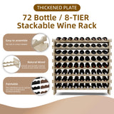 Modular Real Wood Wine Storage Racks - Stackable Wine Rack, Free Standing Floor Wooden Wine Rack, Premium Wine Storage Rack Elegant Display and Organizing for Kitchen and Cellar 8 Tier 72 Bottles Svimi