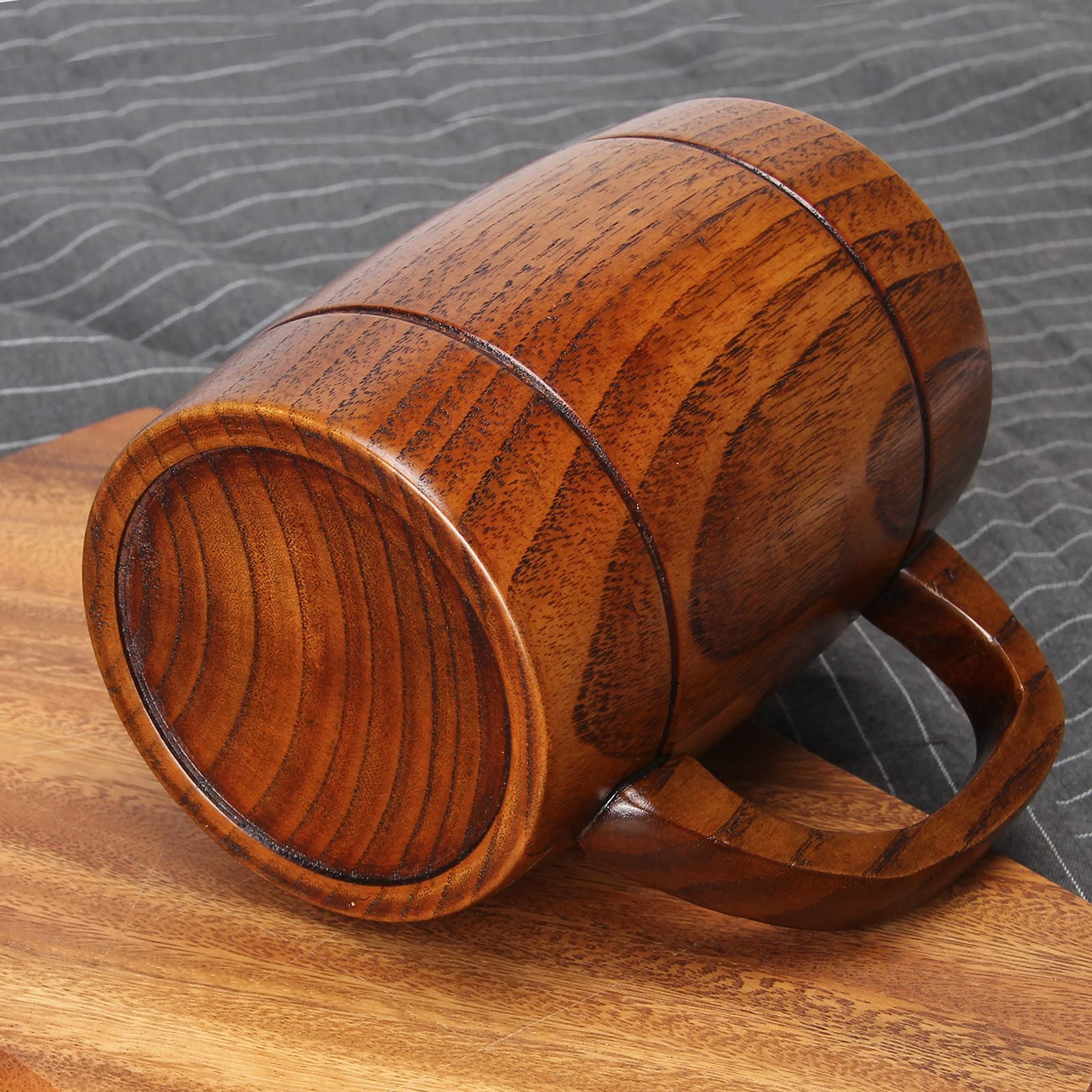 18 oz Large Wooden Beer Mug Best Wood Drinking Cup Wooden Tankard Beer Glass Stein Cup Barrel Mug for Men Women Coffee Mug Man Gift Unique Viking Mug - WoodArtSupply