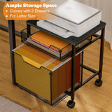 Rolling File Cabinet Cart, Printer Stand with Storage Drawer, Mobile Filing Cabinet on Lockable Wheel, Printer Cart with Hanging File Folder Organizer Beside Under Desk for Office Home(Patent Pending) Tiaoheka