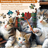 300 Piece Puzzle for Adults, Cats Library Jigsaw Puzzle, Funny Kitten Bookshelf Puzzles, Animal Pet Lover Challenging Puzzles for Friends Family Activity Game Nights Gifts, 20.5x15 in VOLUVOLU