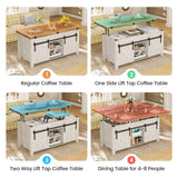 SEDETA Lift Top Coffee Table, 4 in 1 Multi-Function Convertible Coffee Tables with Storage and Hidden Compartment, Farmhouse Coffee Table Converts to Dining Table for Living Room, Brown Top SEDETA