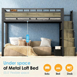 SogesGame Loft Bed with Stairs, Twin Loft Bed with Storage Drawers, Loft Bed for Kids and Teens, Space-Saving Heavy-Duty Bed Frame, No Box Spring Needed, Easy Assembly, Black SogesGame