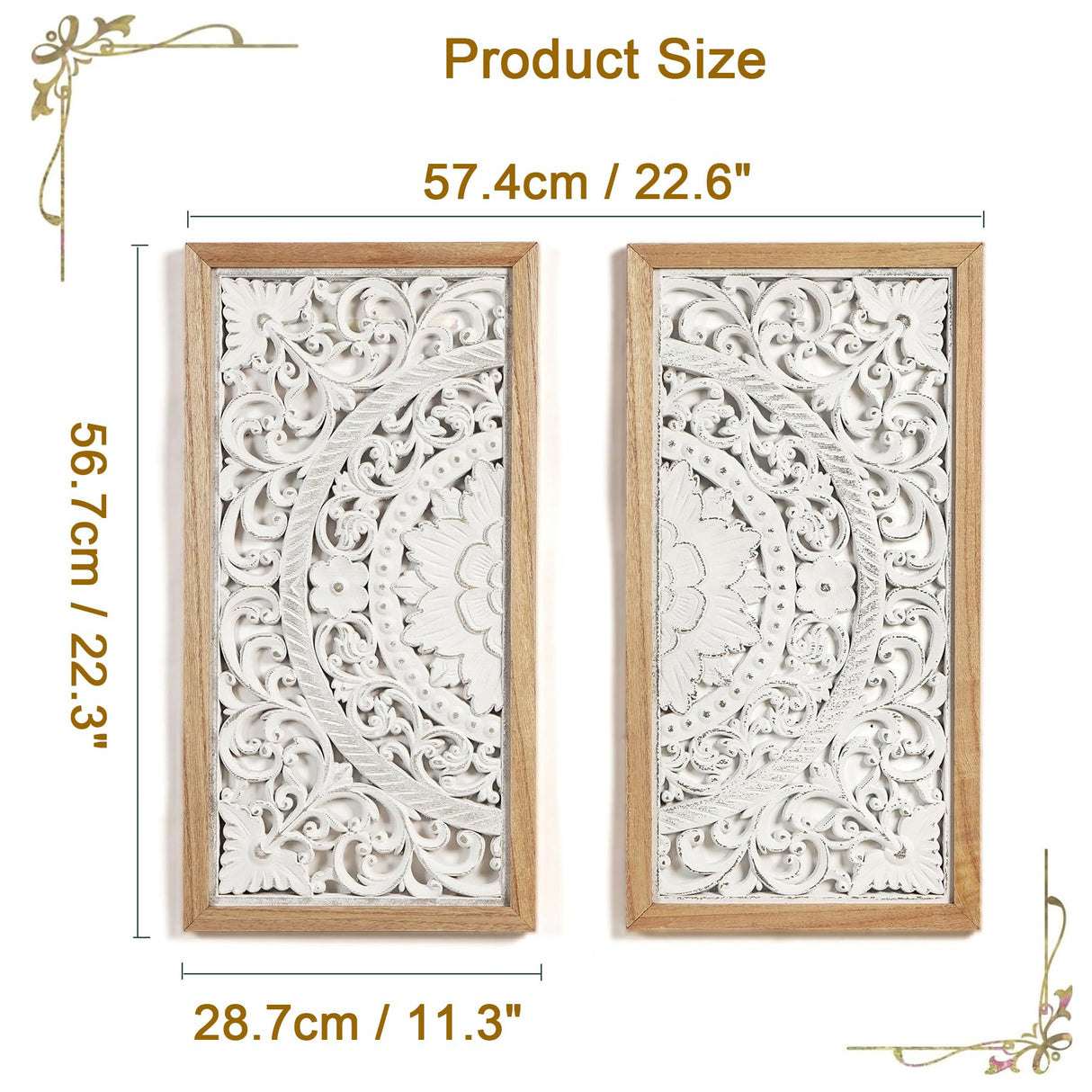 AHUONEL 2 Panel Wall Art Decor Wall Sculpture, Carved Wood Wall Decor Wall Hanging Decor, Rustic Farmhouse Wall Decor for Living Room Bedroom Entryway Hall Office Home Decor, 23"x11.5" AHUONEL