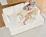AMERLIFE Sleeper Sofa, 2-in-1 Sofa Bed with Storage Chaise, Pull Out Sofa Couch for Living Room, Guest Room, Boucle White AMERLIFE